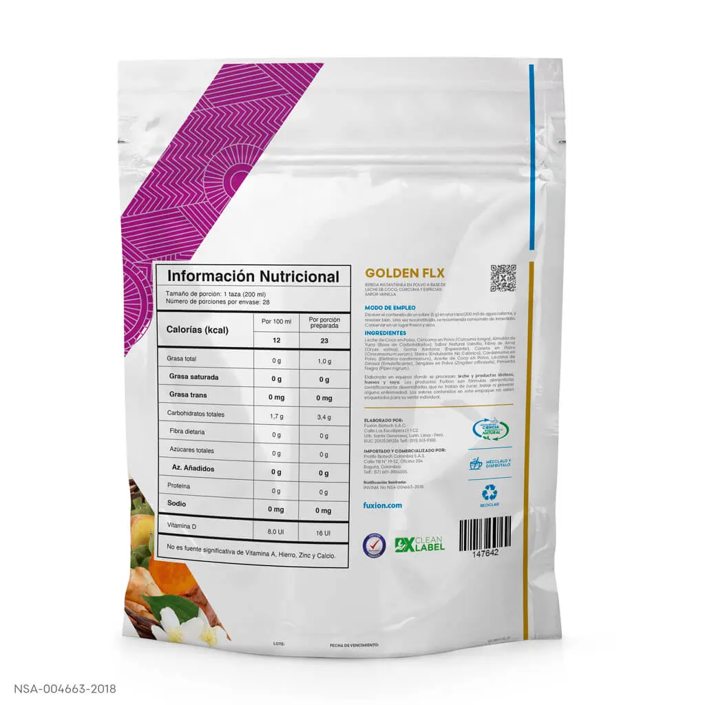 Ingredientes naturales de Golden Flx: cúrcuma orgánica fresca, jengibre, cardamomo y leche de coco.