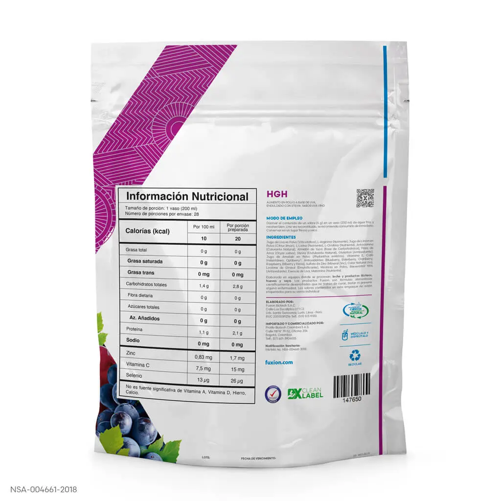 Ingredientes naturales de HGH: uvas moradas ricas en resveratrol, arándanos azules y amalaki.