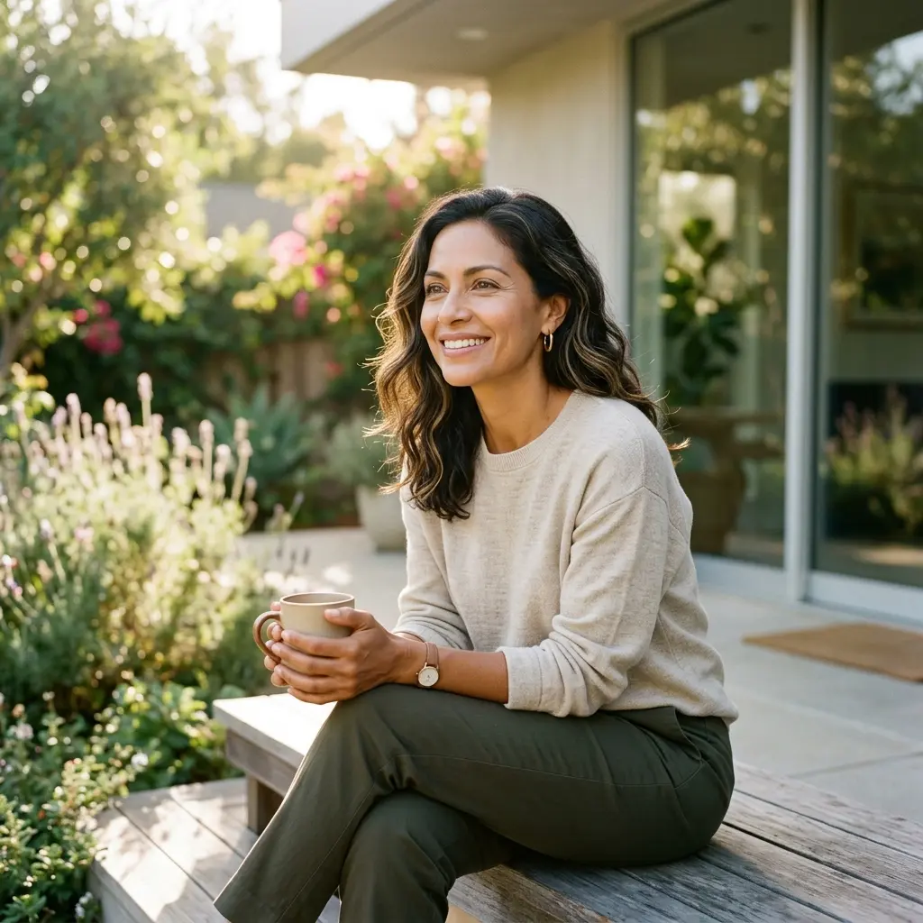 Mujer o pareja en plenitud, con serenidad, vitalidad, equilibrio hormonal y salud con Probal.