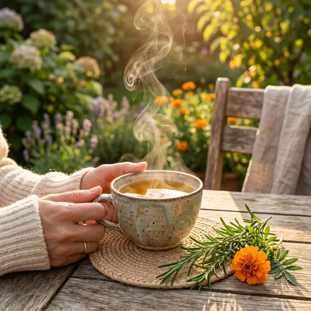 Taza de té Probal sirviéndose en la tarde o noche para relajar el cuerpo y equilibrar las hormonas.
