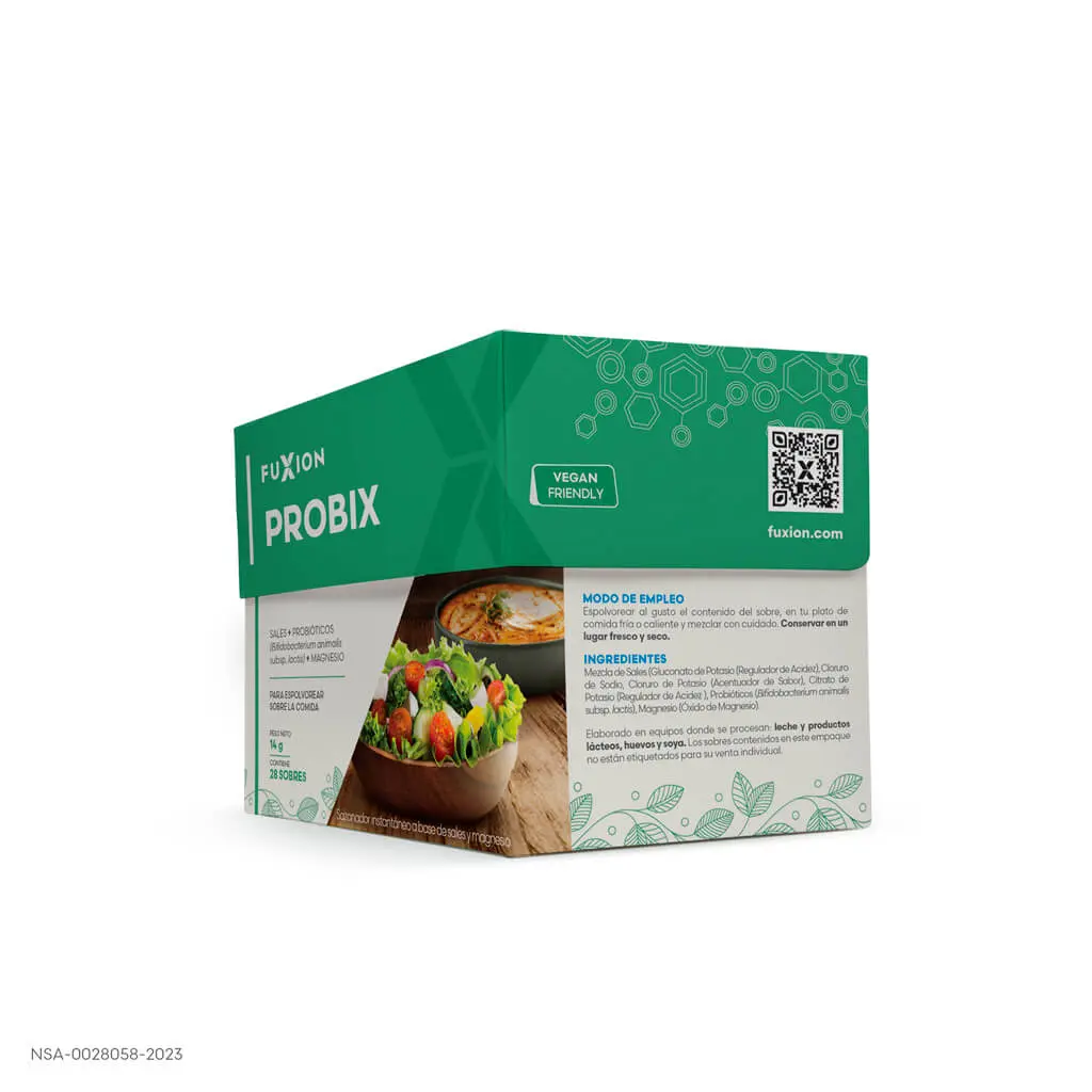 Ingredientes de Probix: mezcla de sales naturales ricas en potasio y óxido de magnesio.