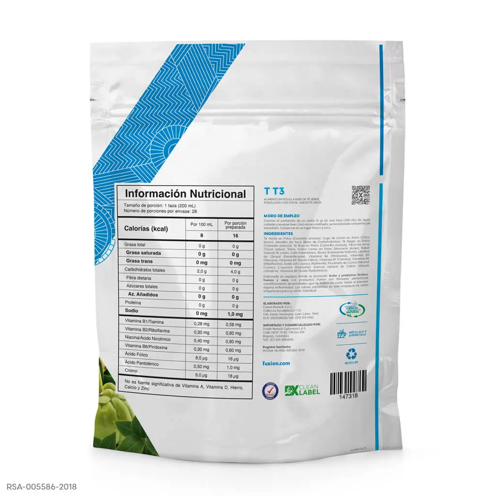 Ingredientes naturales de Thermo T3: té verde, té rojo, té negro y limón.